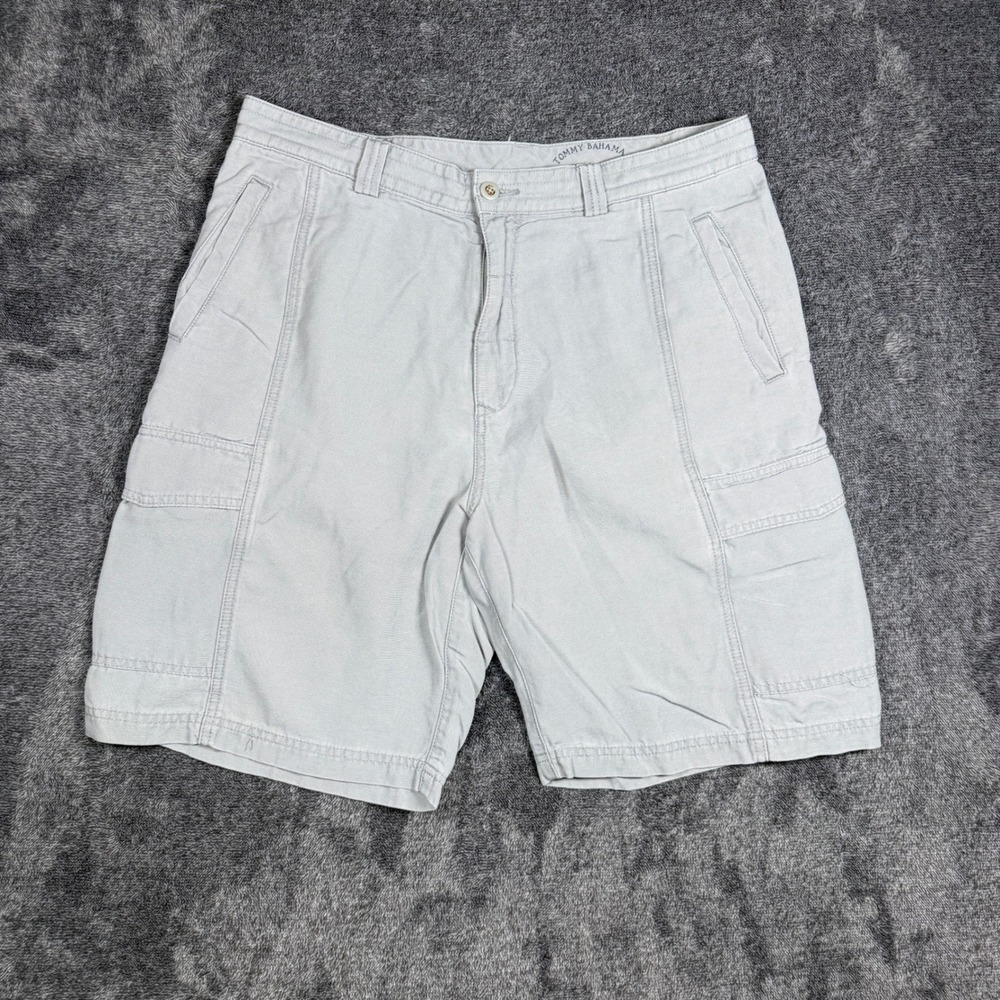 Tommy Bahama Relax Mens Gray Tencel Cotton Cargo Shorts Size 34